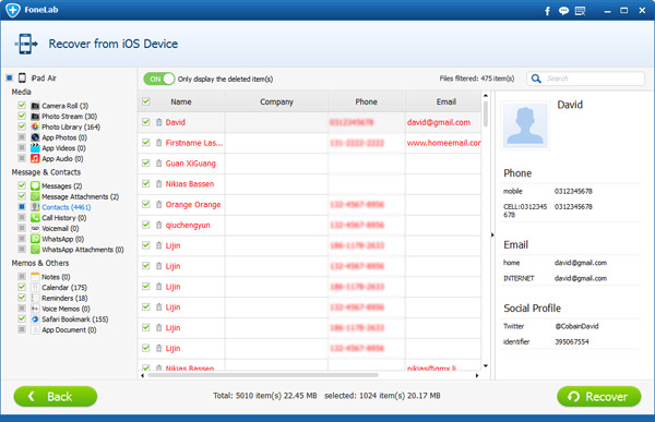 Recover Deleted iPad Contacts